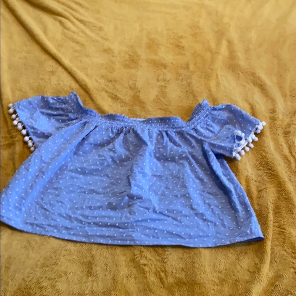 Off the shoulder crop poplin top
